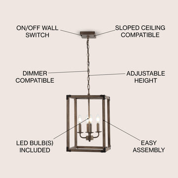 Magnolia Adjustable Iron Rustic Farmhouse LED Pendant - JONATHAN Y